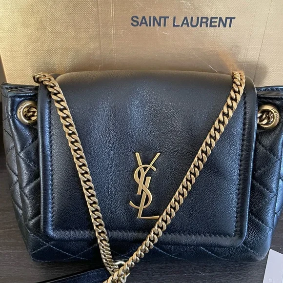 Saint Laurent Black Quilted Crossbody Bag with Gold Logo - Picture 2 of 14